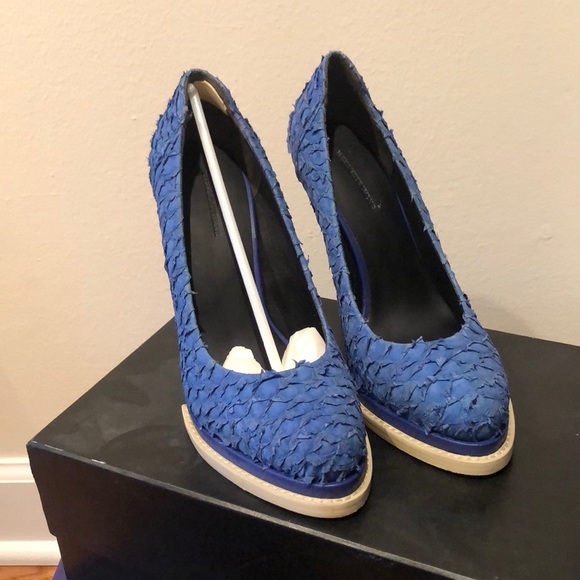 Alexander Wang Cobalt Snakeskin Heels Size 38 - Picture 1 of 8